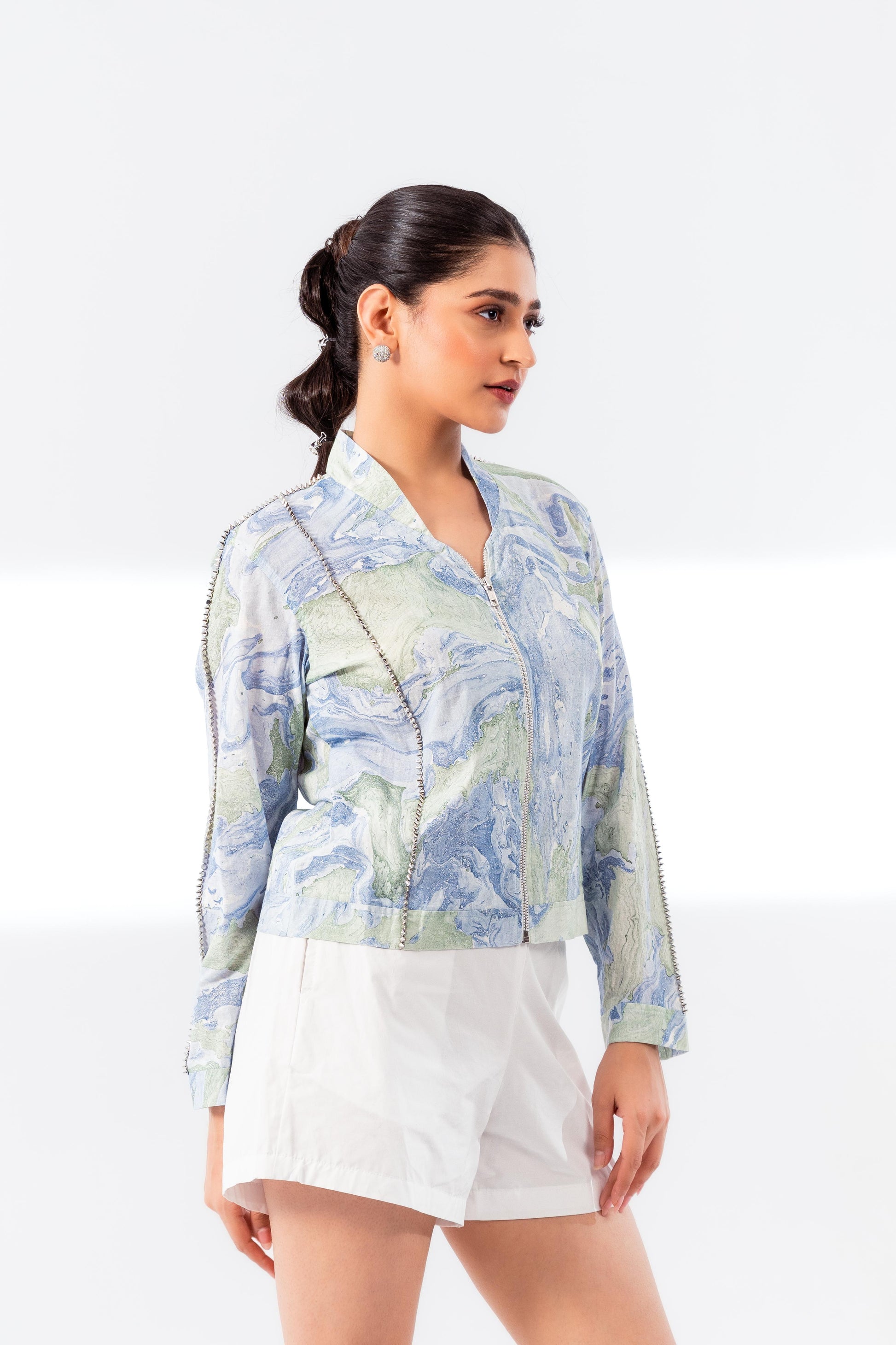 Cotton Marble Crop Jacket