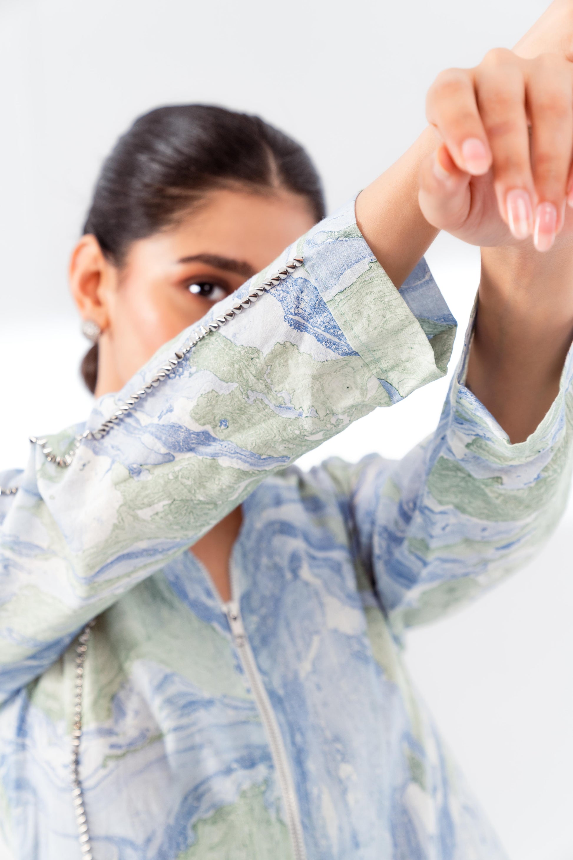 Cotton Marble Crop Jacket