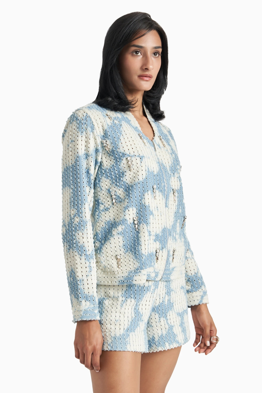 Cloud Denim Lazercut Jacket Set