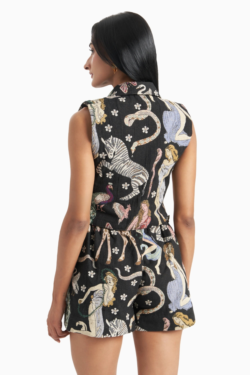 Animal Jungle Jacquard Pleated Collared Bib Set