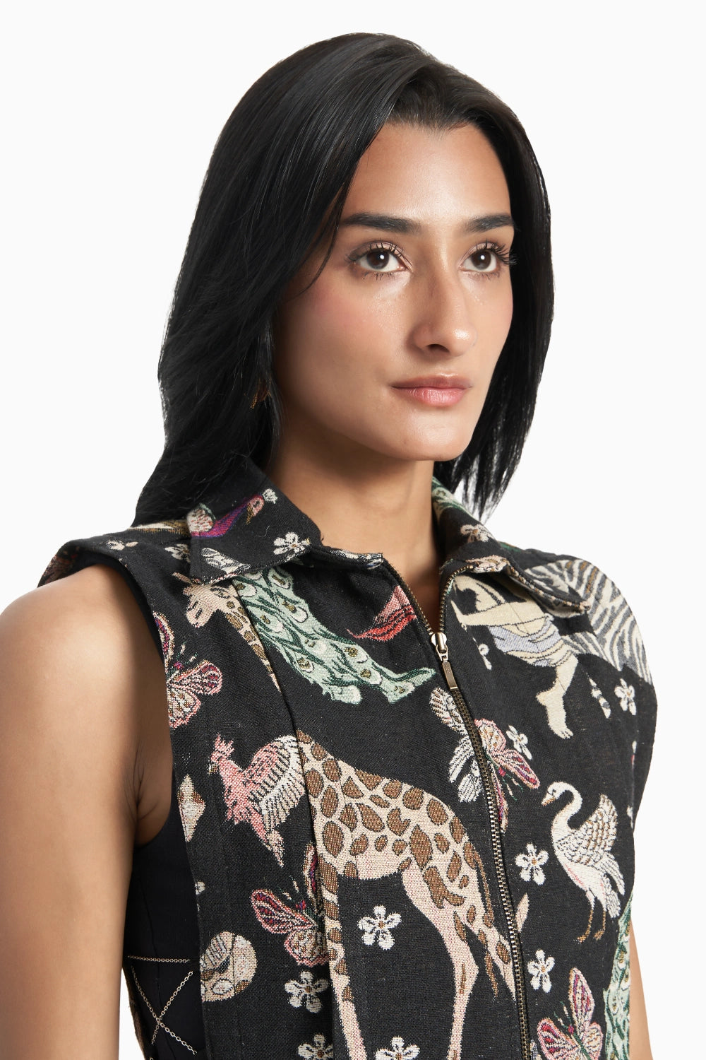 Animal Jungle Jacquard Pleated Collared Bib Set