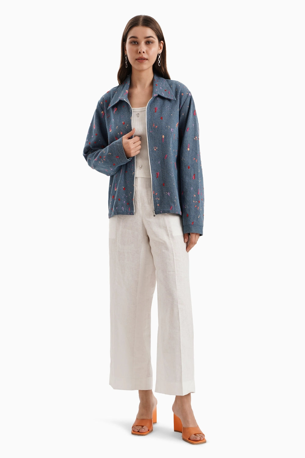 Embroidered Denim Shacket