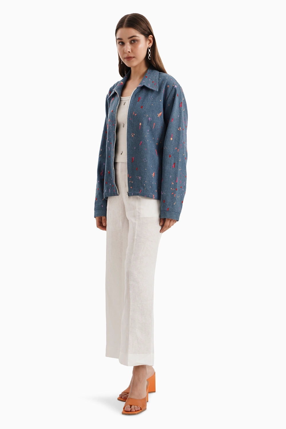 Embroidered Denim Shacket