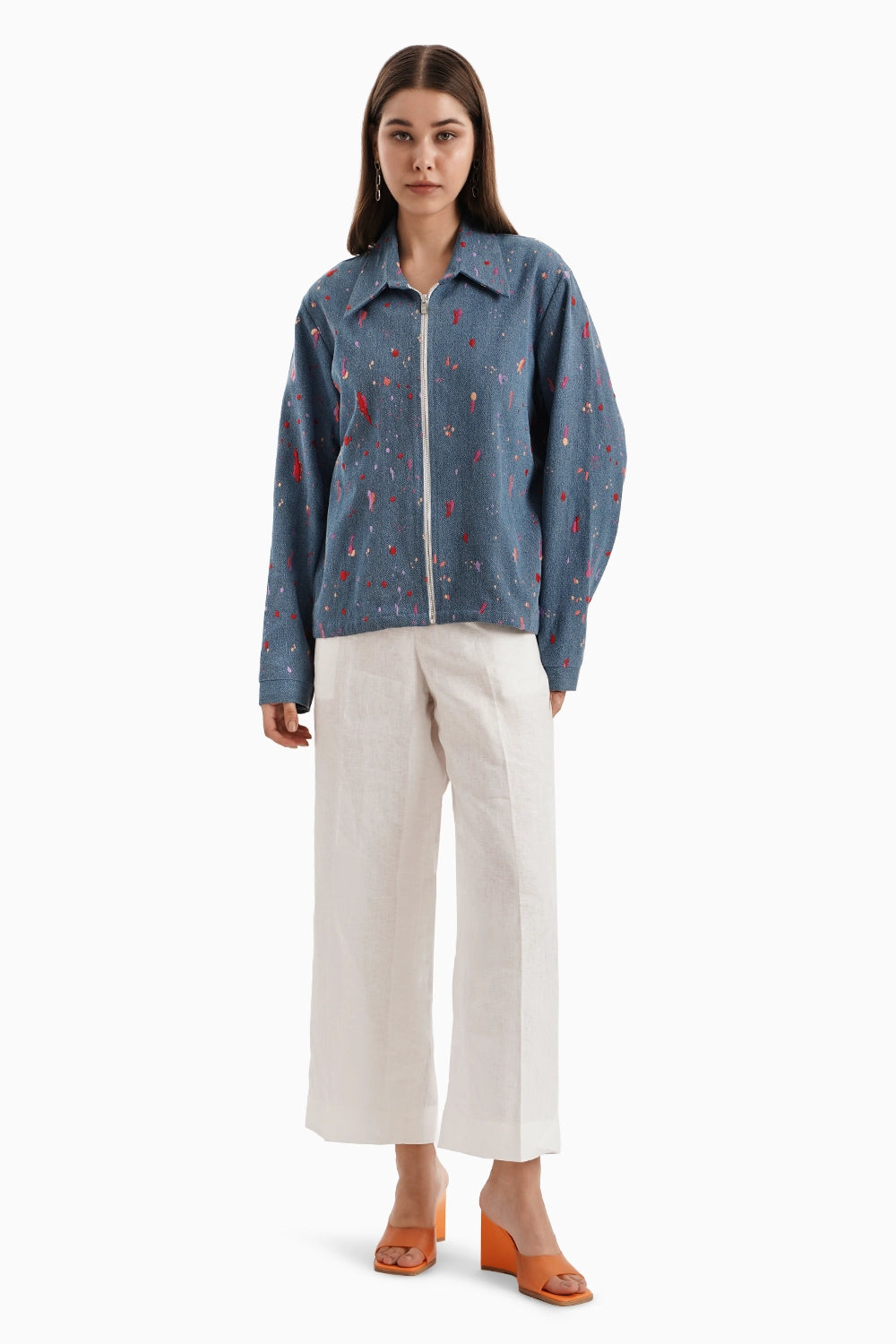 Embroidered Denim Shacket