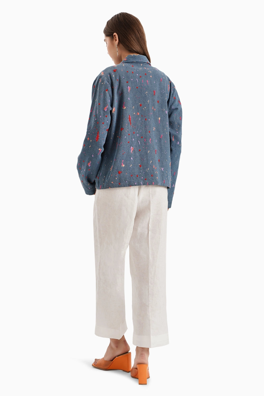 Embroidered Denim Shacket