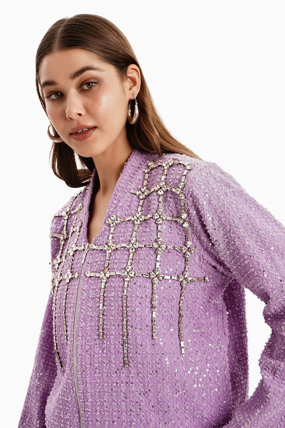 Purple Denim Jacket and Shorts