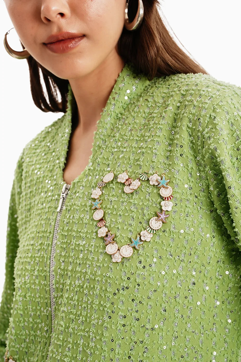 Green Denim Jacket and Shorts