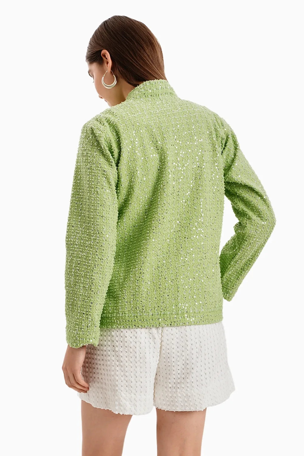 Green Denim Jacket and Shorts