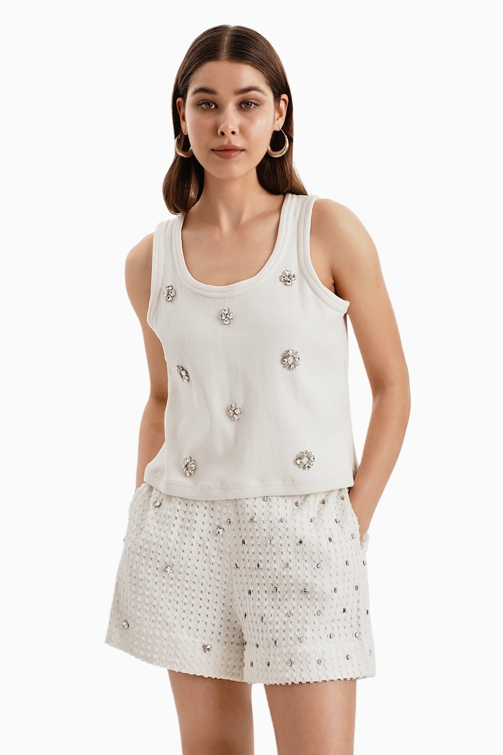 Green Denim Jacket and Shorts