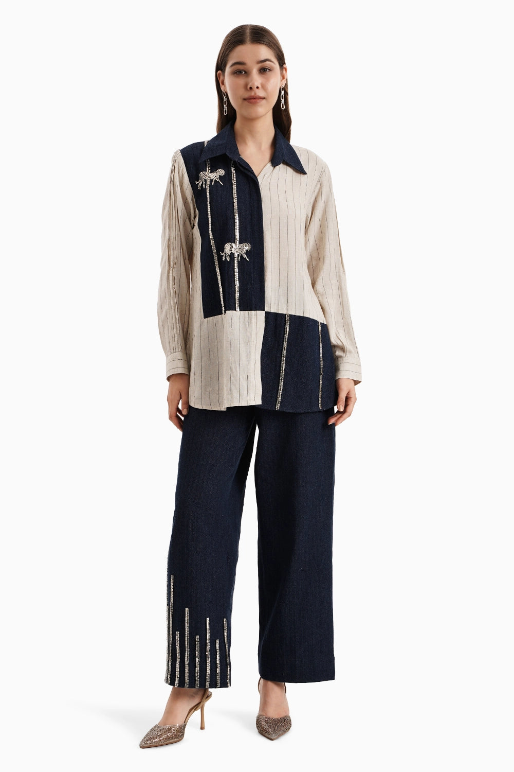 Beige and Dark Herringbone Panel Set