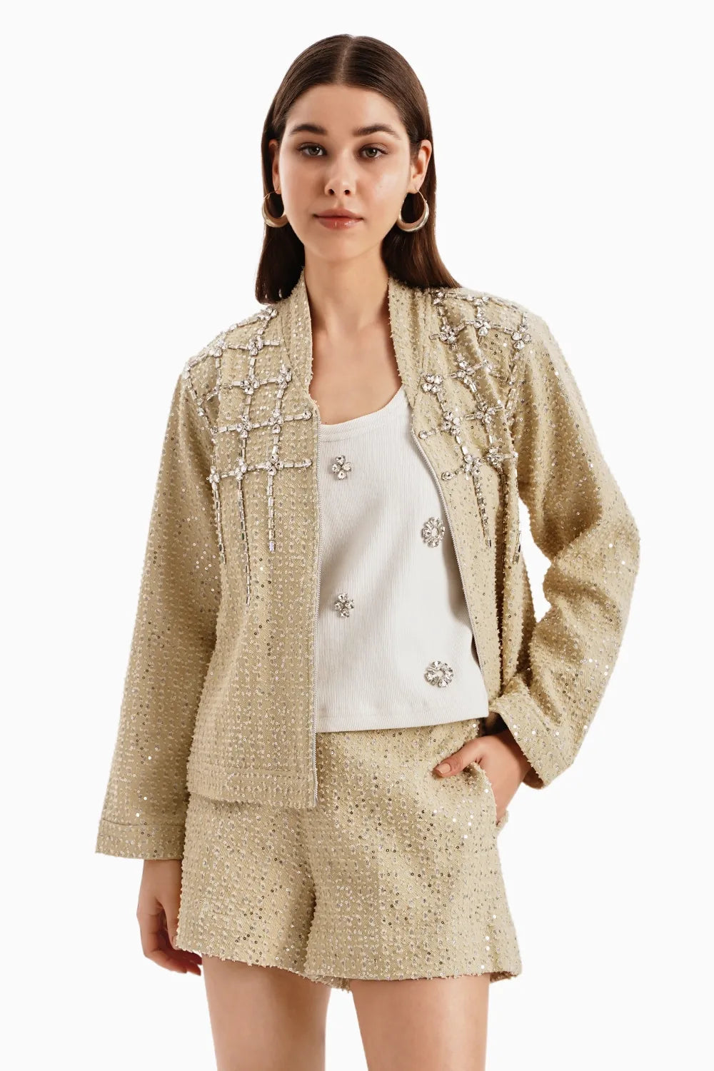 Taupe Denim Jacket and Shorts