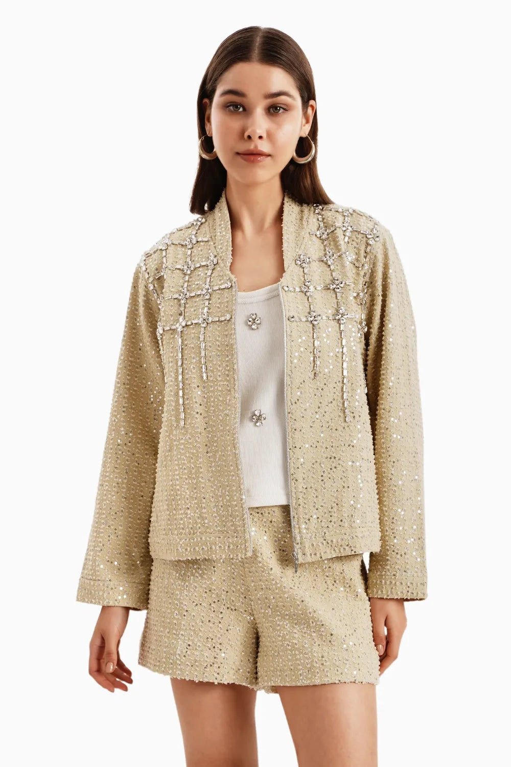 Taupe Denim Jacket and Shorts