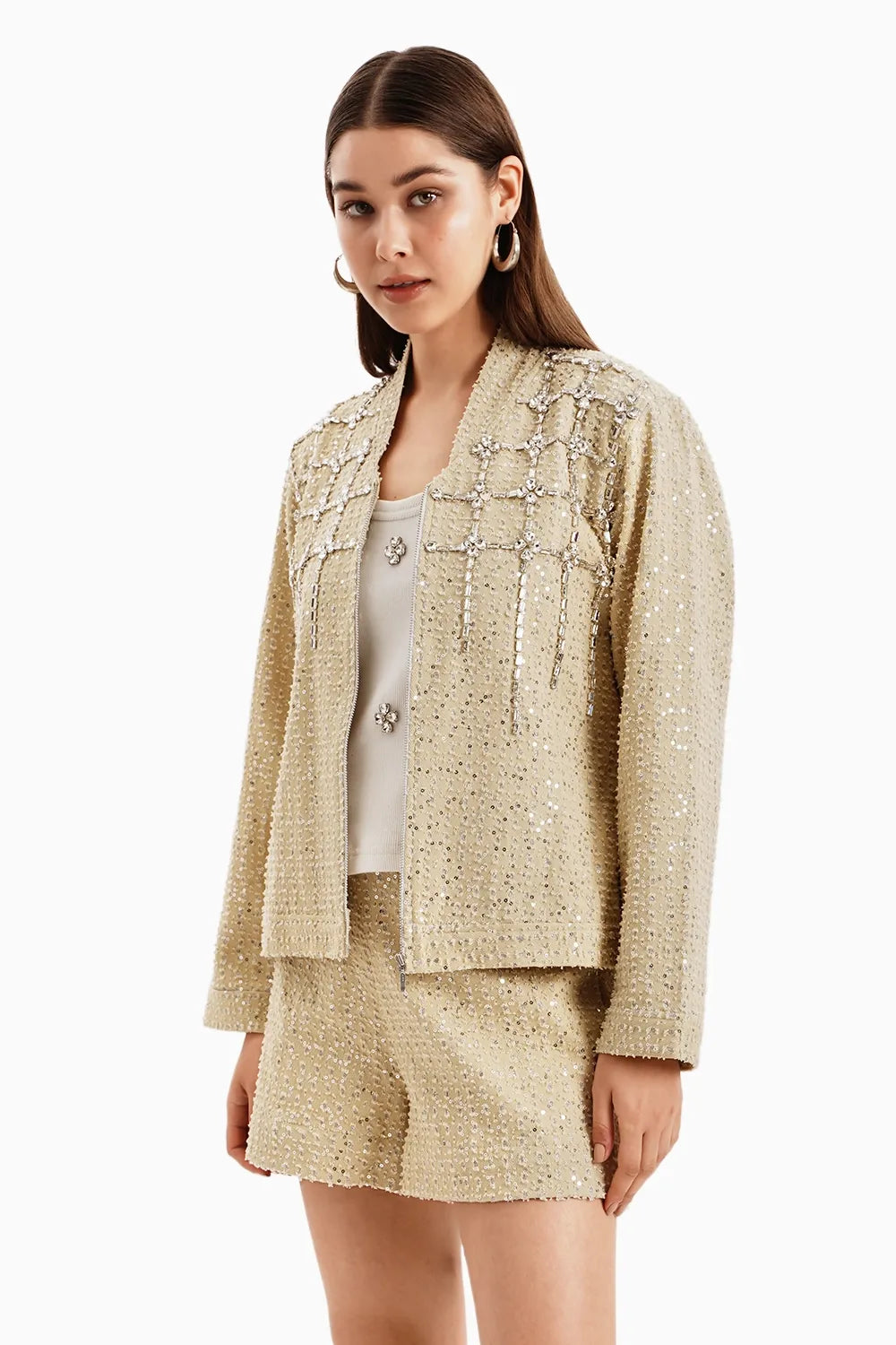 Taupe Denim Jacket and Shorts