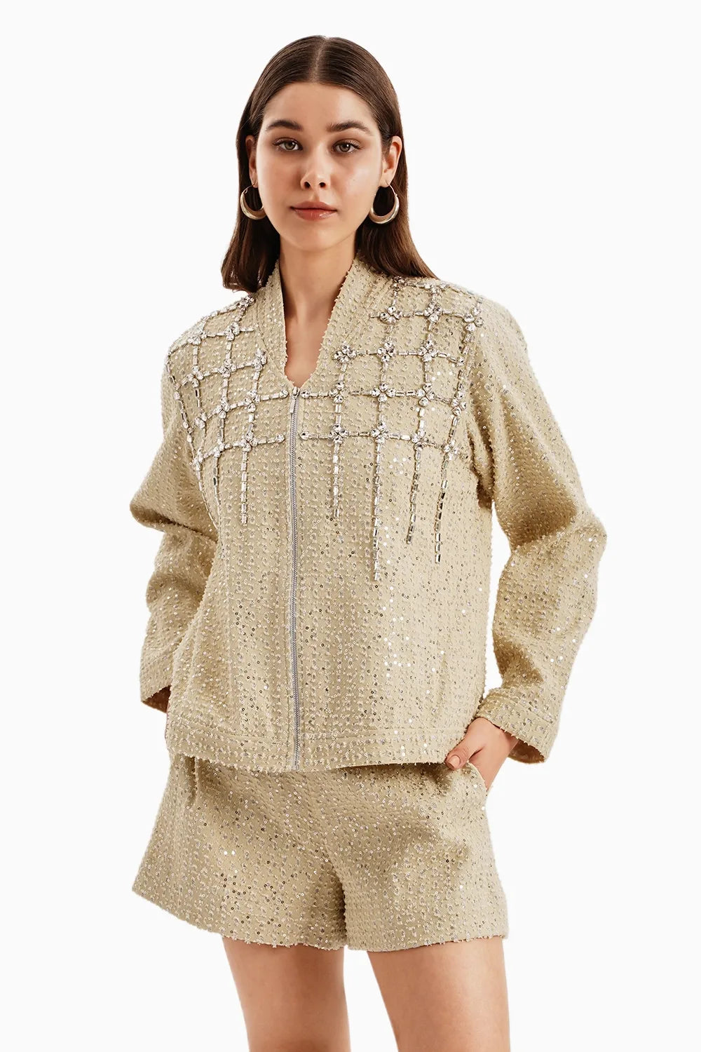 Taupe Denim Jacket and Shorts