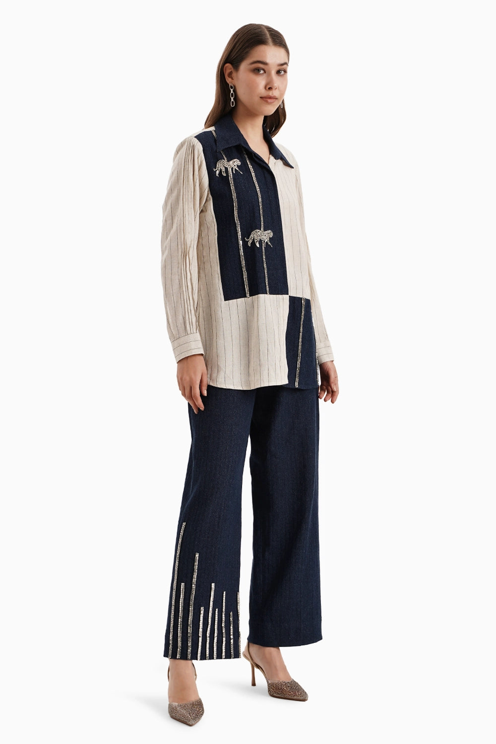 Beige and Dark Herringbone Panel Set