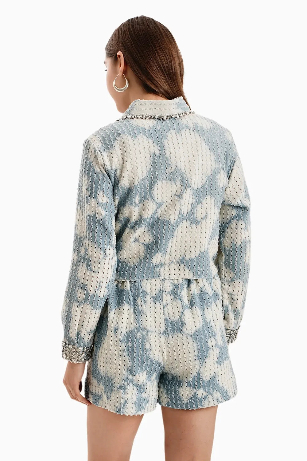 Cloud White Crop Jacket and Shorts