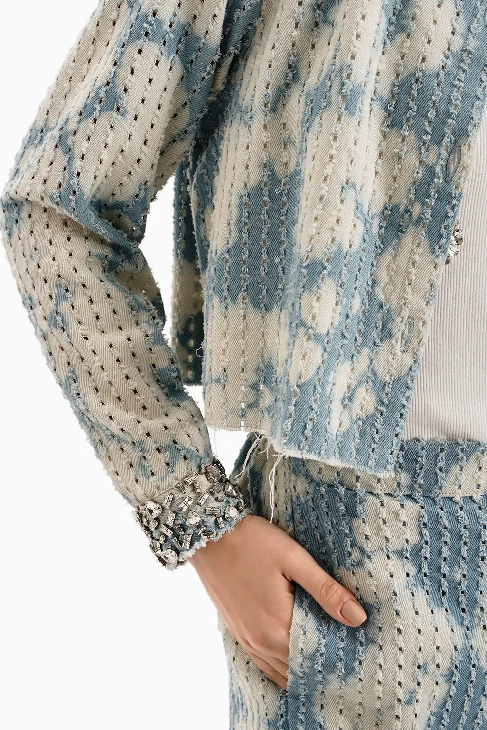 Cloud White Crop Jacket and Shorts