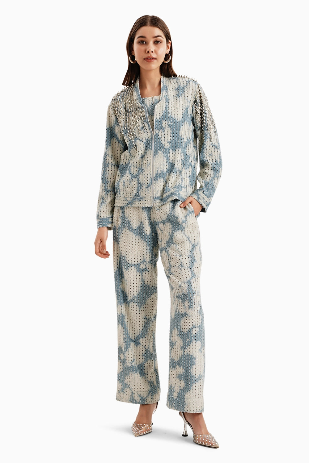 Cloud White Denim Jacket With Pants