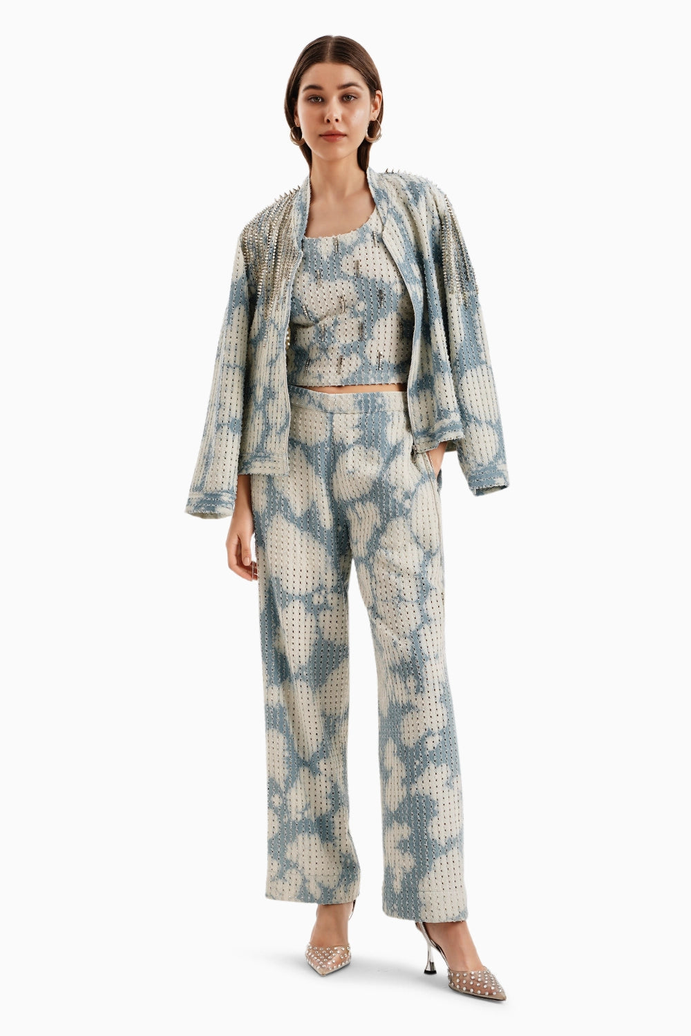 Cloud White Denim Jacket With Pants