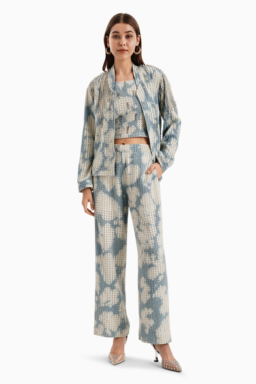 Cloud White Denim Jacket With Pants