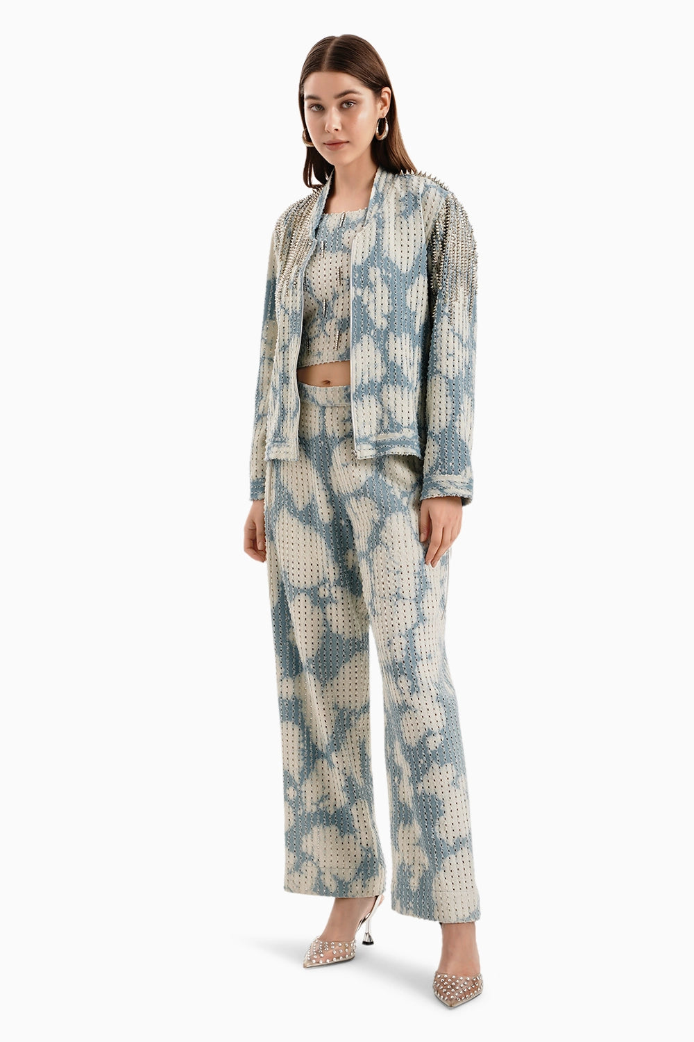 Cloud White Denim Jacket With Pants