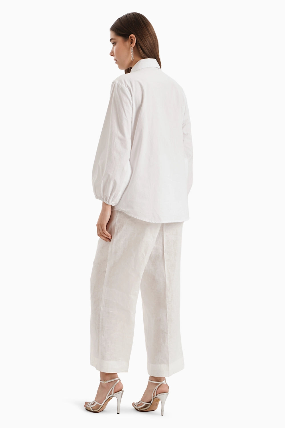 Cotton Medium White Curve Panel Shirt Set