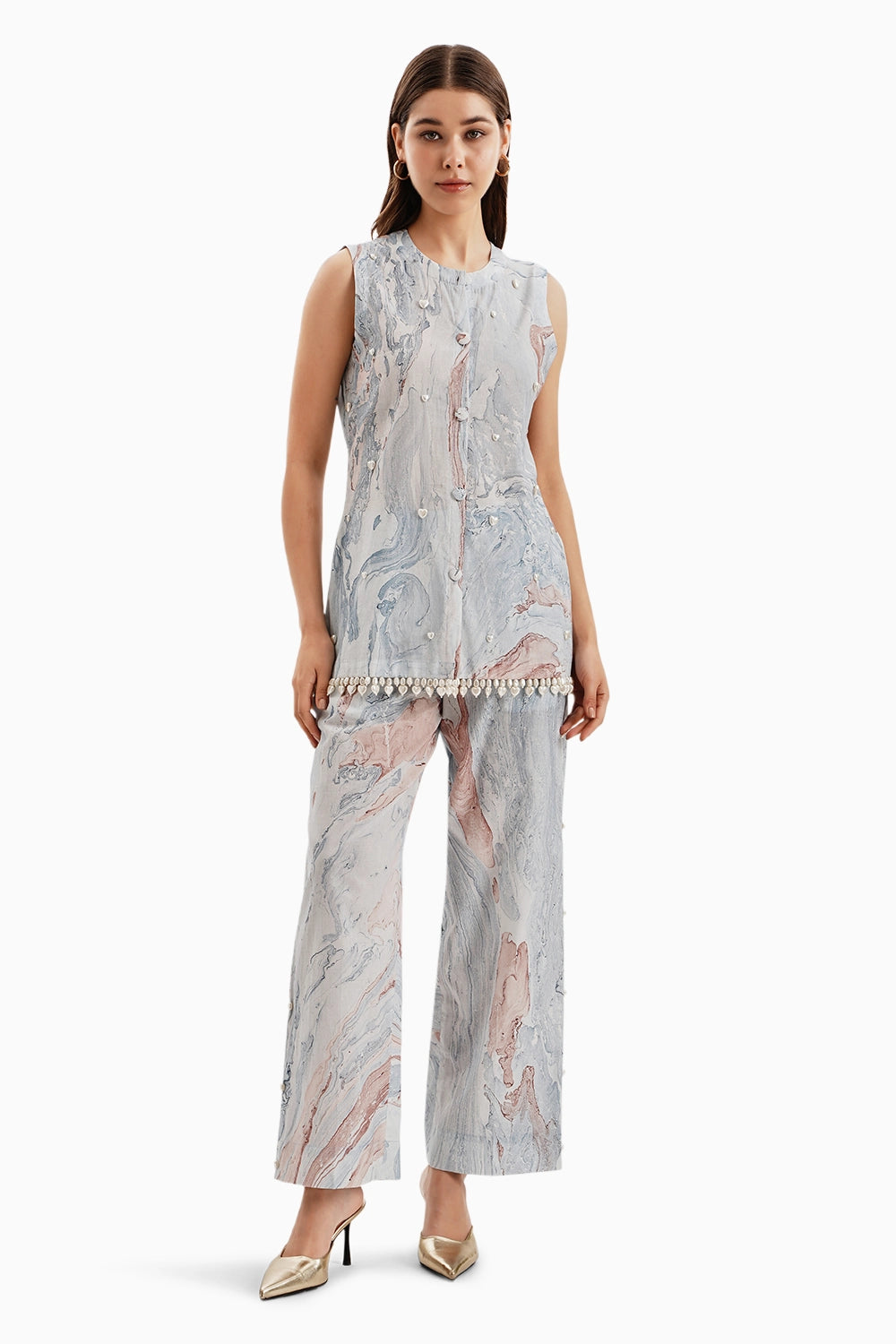 Pink Blue Cotton Marble Set