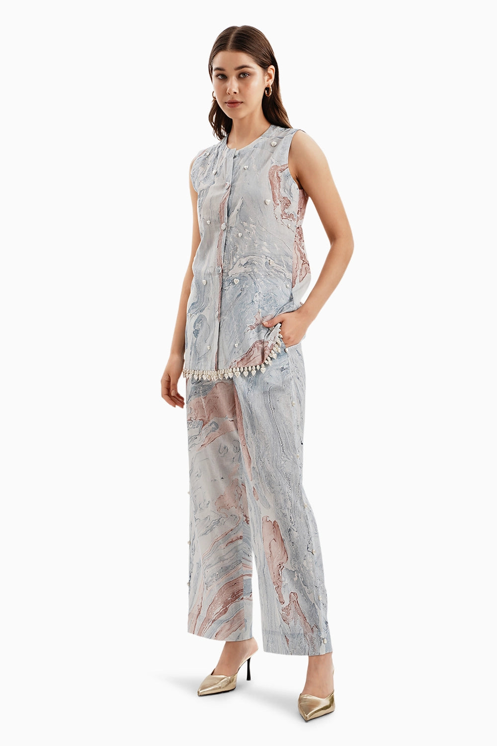Pink Blue Cotton Marble Set