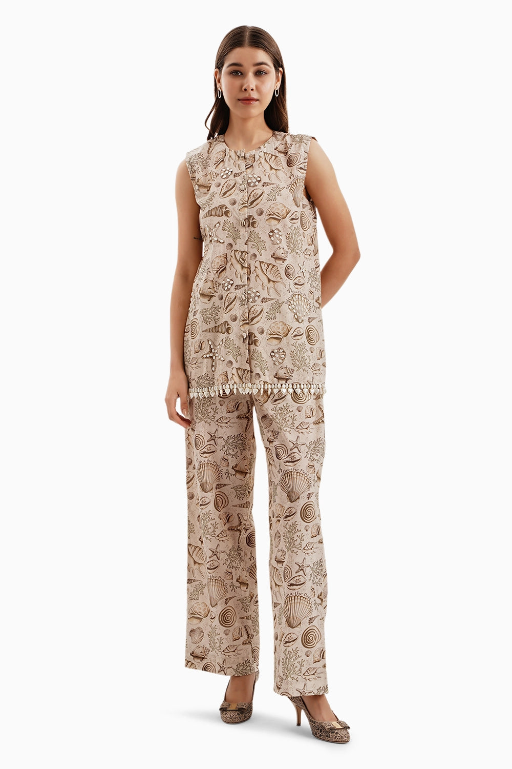 Earthy Brown Cotton Print Set