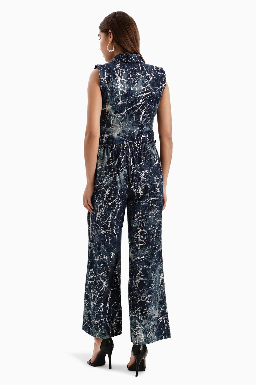 Dark Denim Marble Bib and Pants Set