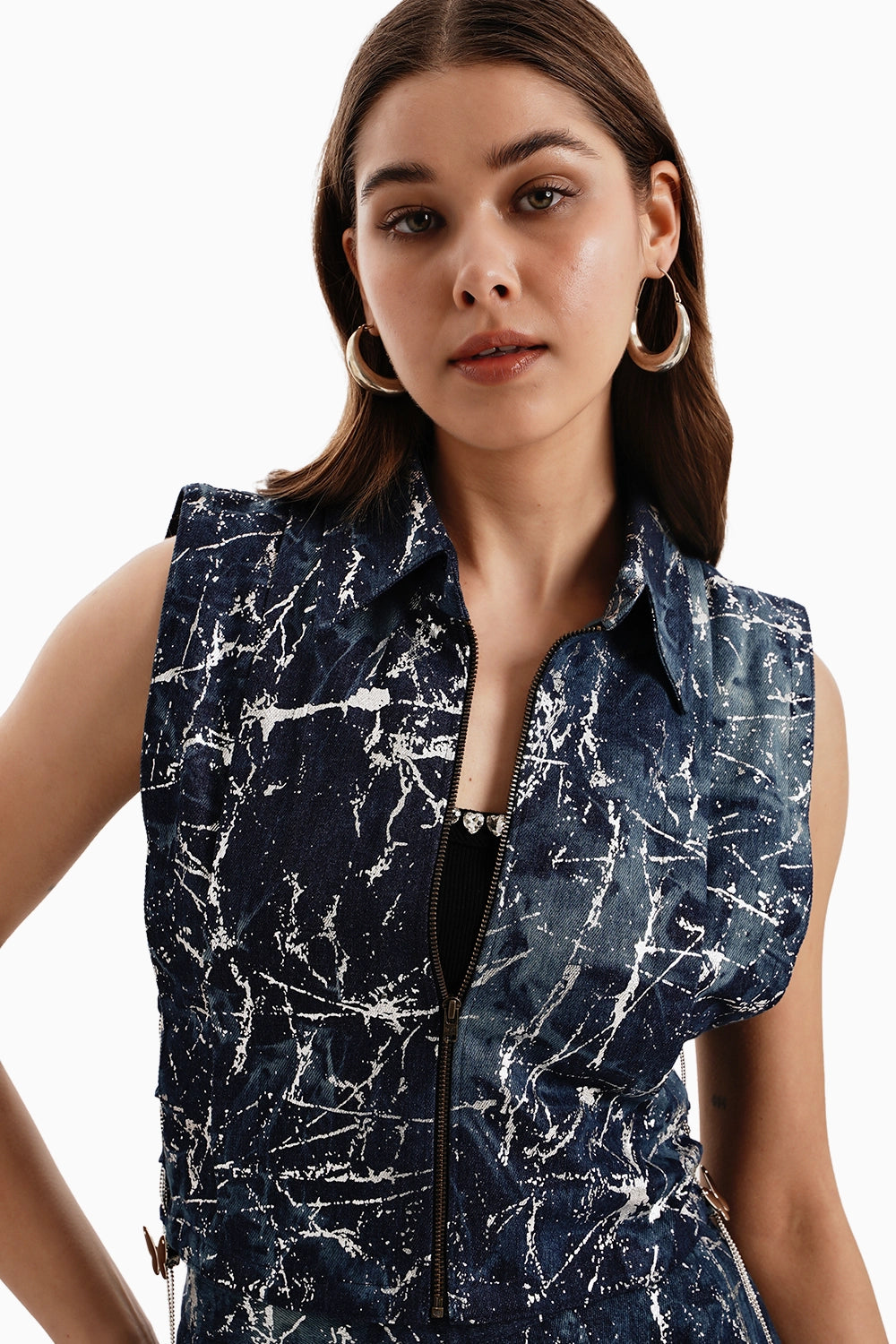 Dark Denim Marble Bib and Pants Set