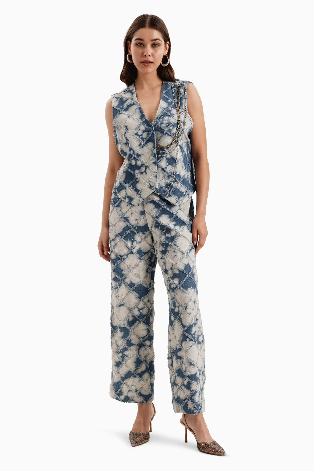 Denim Check Waistcoat and Pants