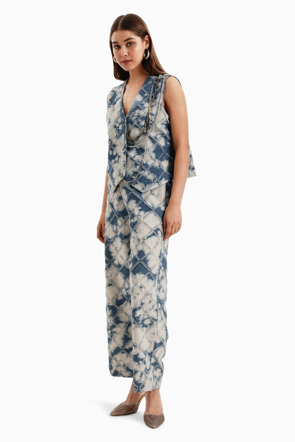 Denim Check Waistcoat and Pants