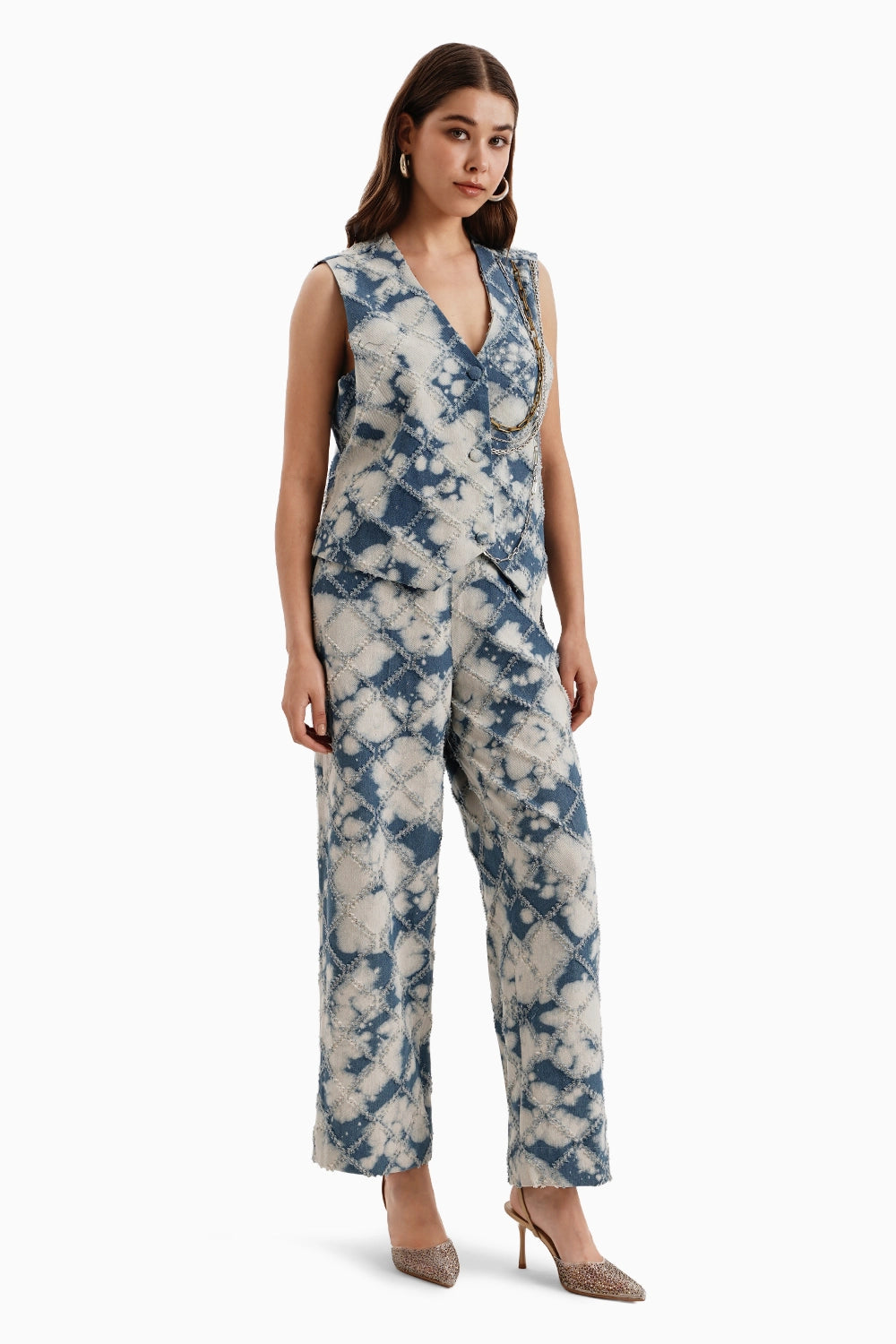 Denim Check Waistcoat and Pants