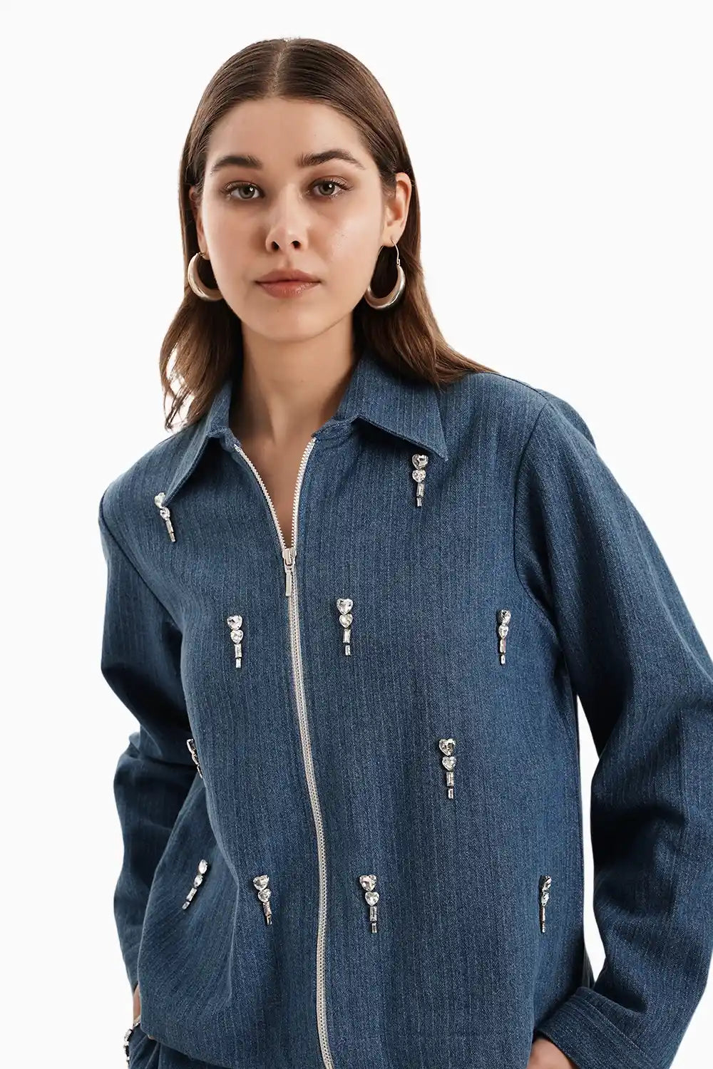 Medium Herringbone Jacket and Pants Denim Set