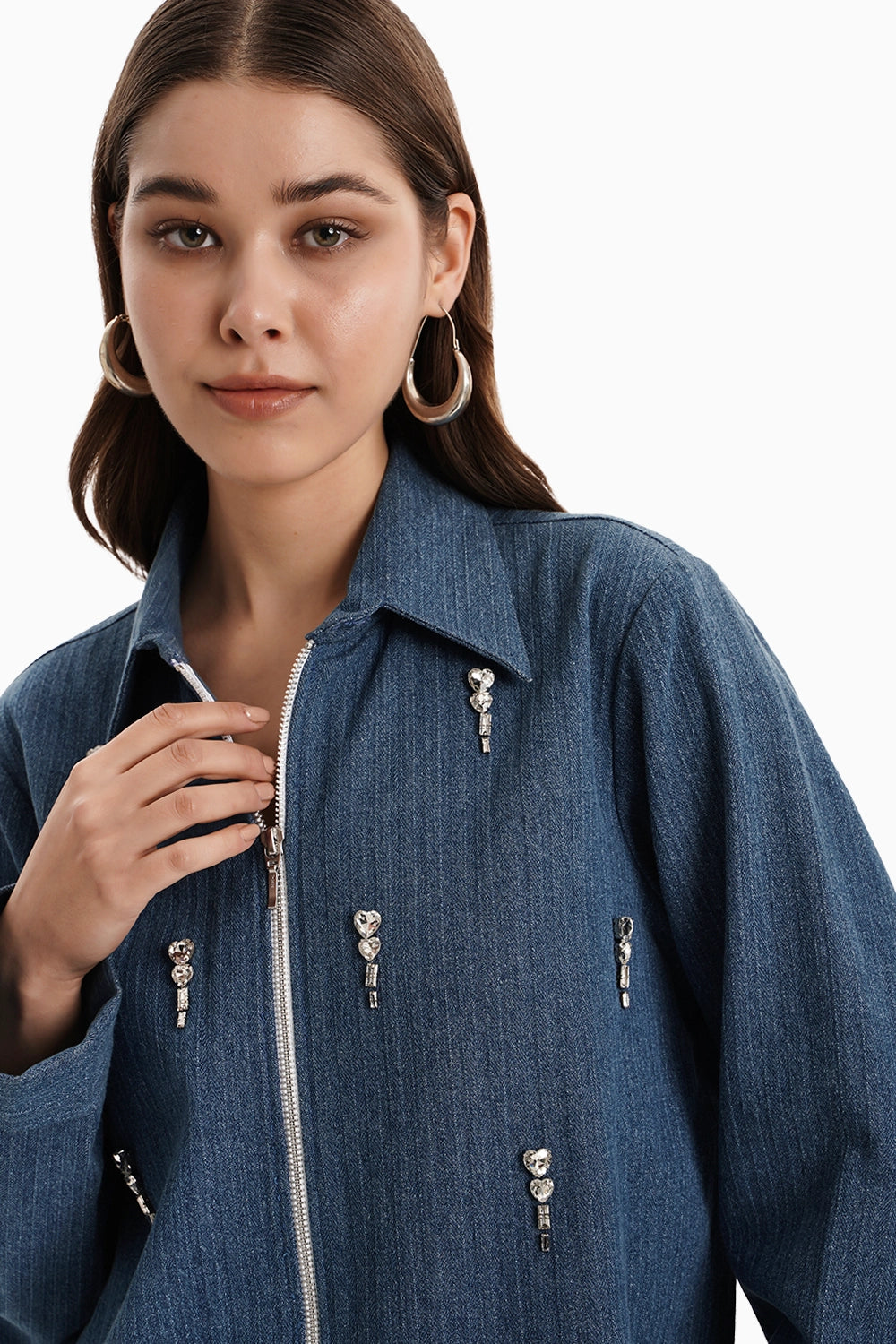 Medium Denim Herringbone Jacket and Shorts