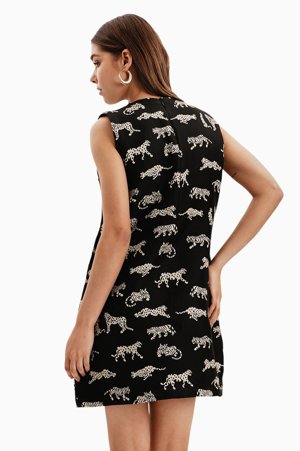 Black Leopard Jacquard Dress