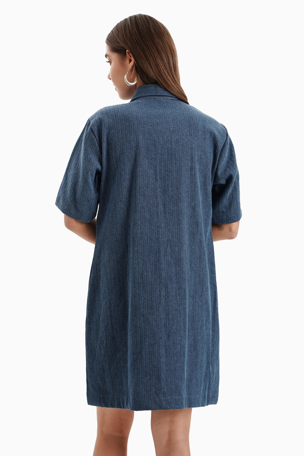 Medium Herringbone Denim Crystal Pendant Dress