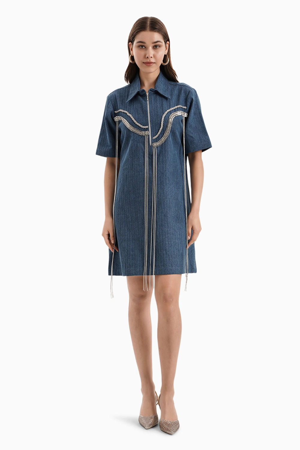 Medium Herringbone Denim Dress