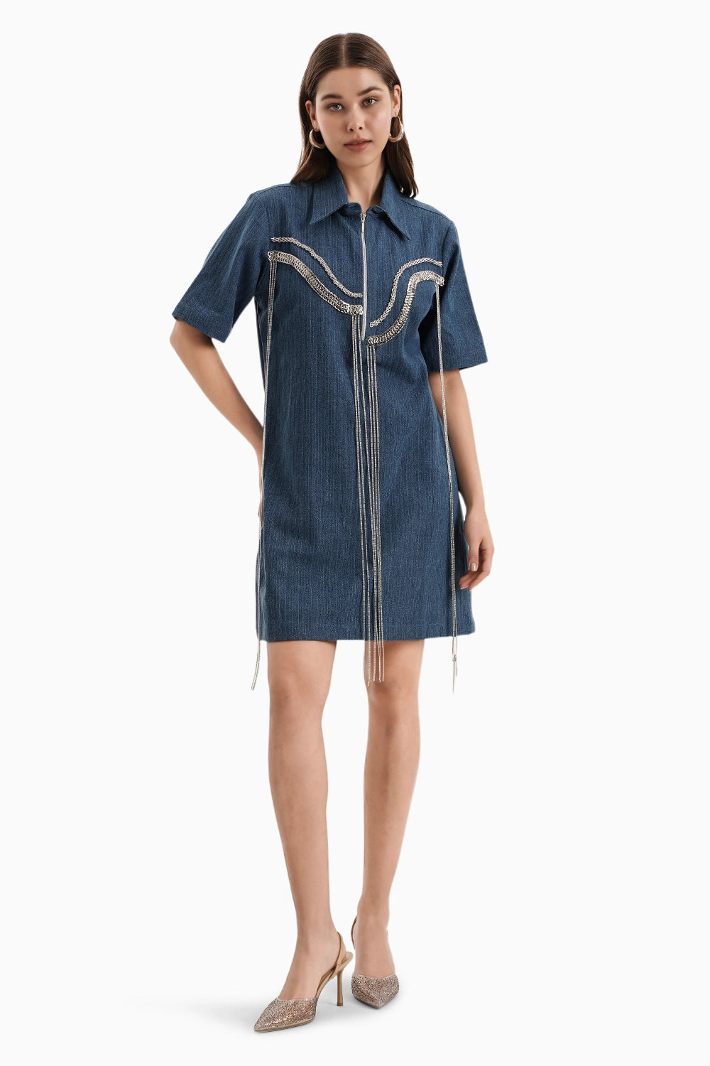 Medium Herringbone Denim Dress