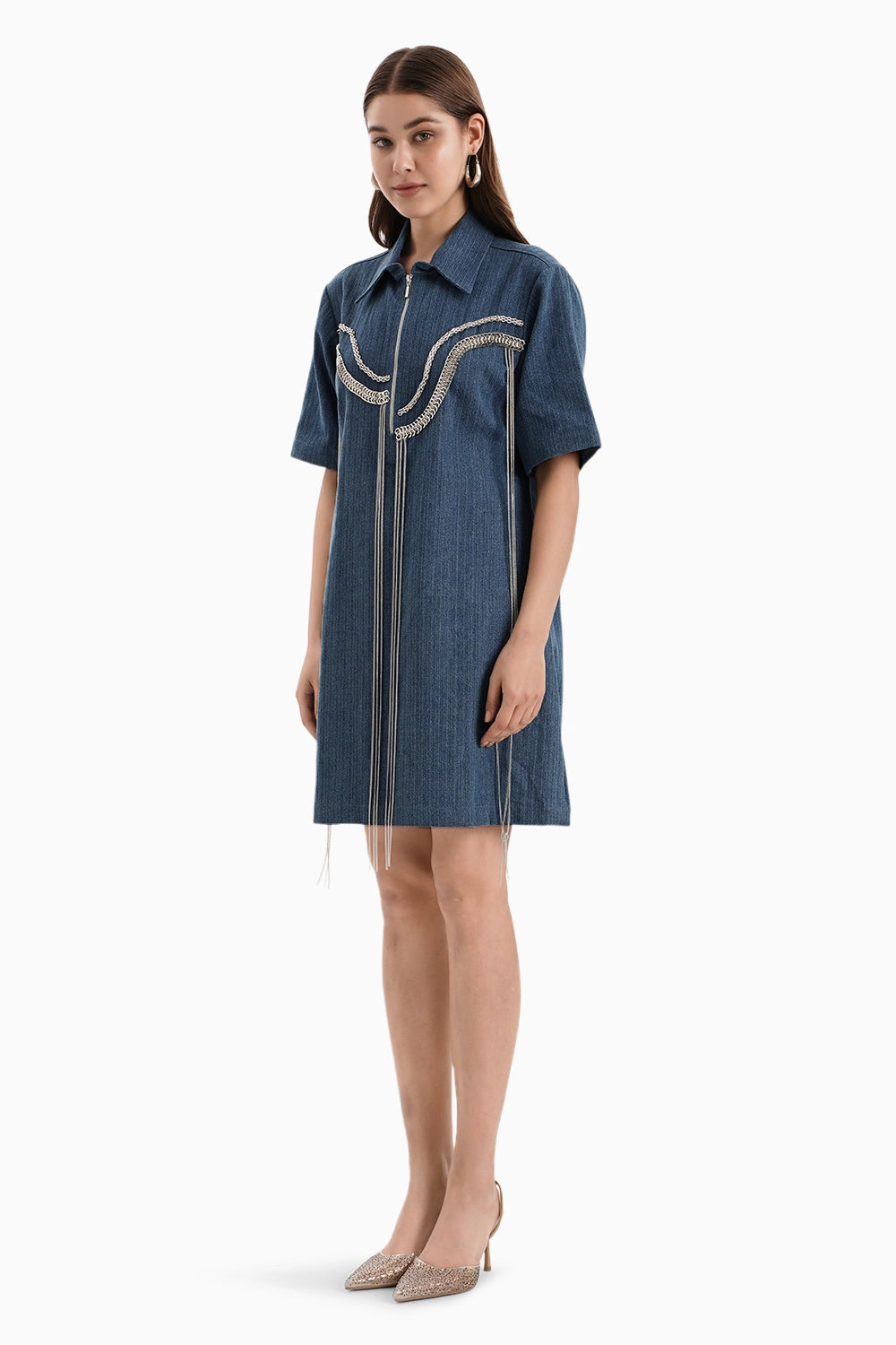 Medium Herringbone Denim Dress