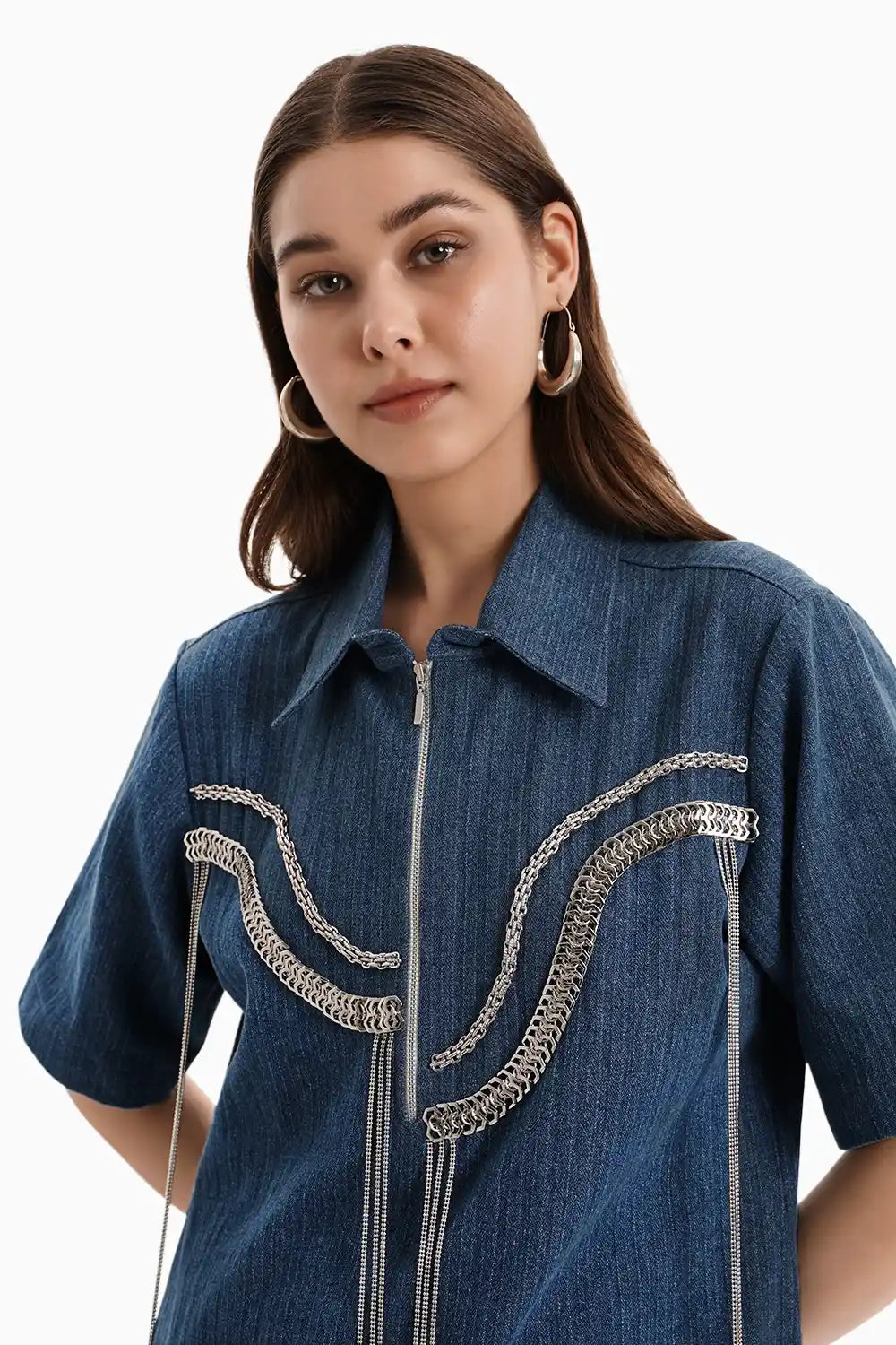 Medium Herringbone Denim Dress