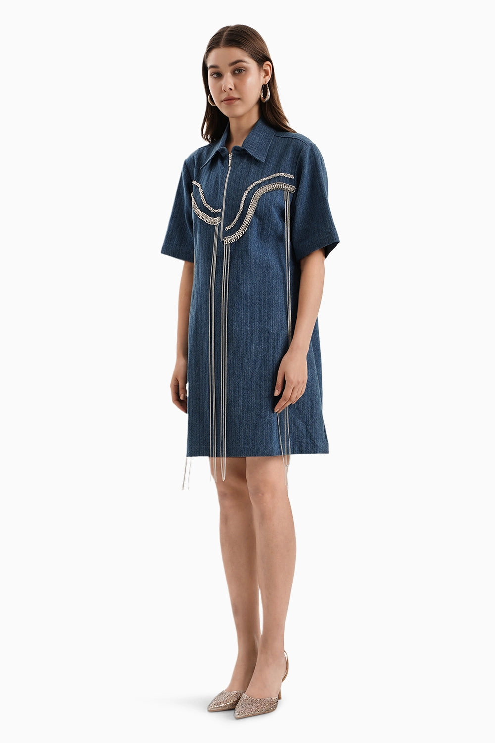 Medium Herringbone Denim Dress