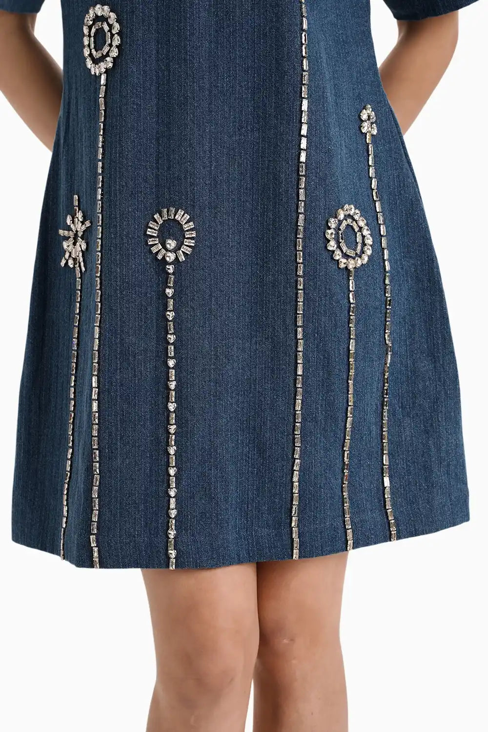 Medium Herringbone Denim Flower Dress