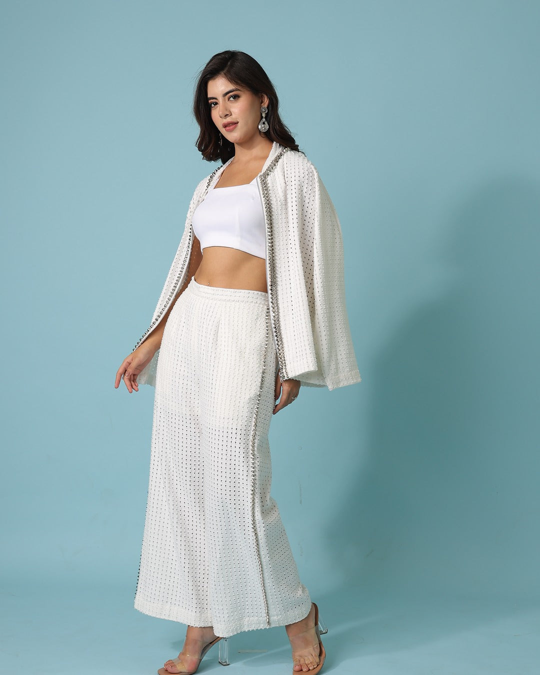 White Denim Shirt Jacket and Pants