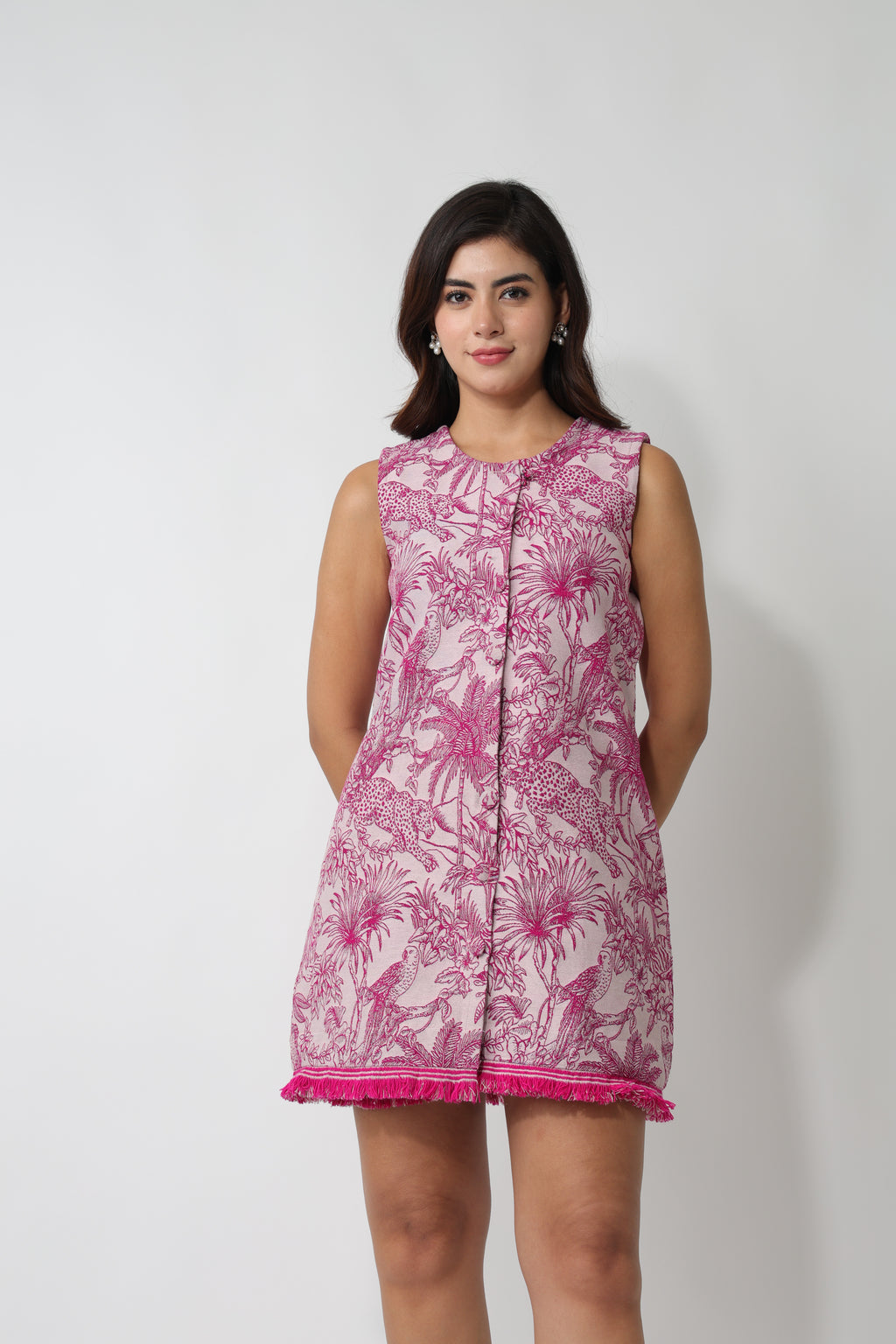 Pink Jungle Jacquard Dress