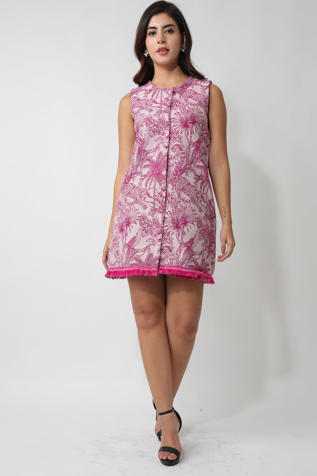 Pink Jungle Jacquard Dress