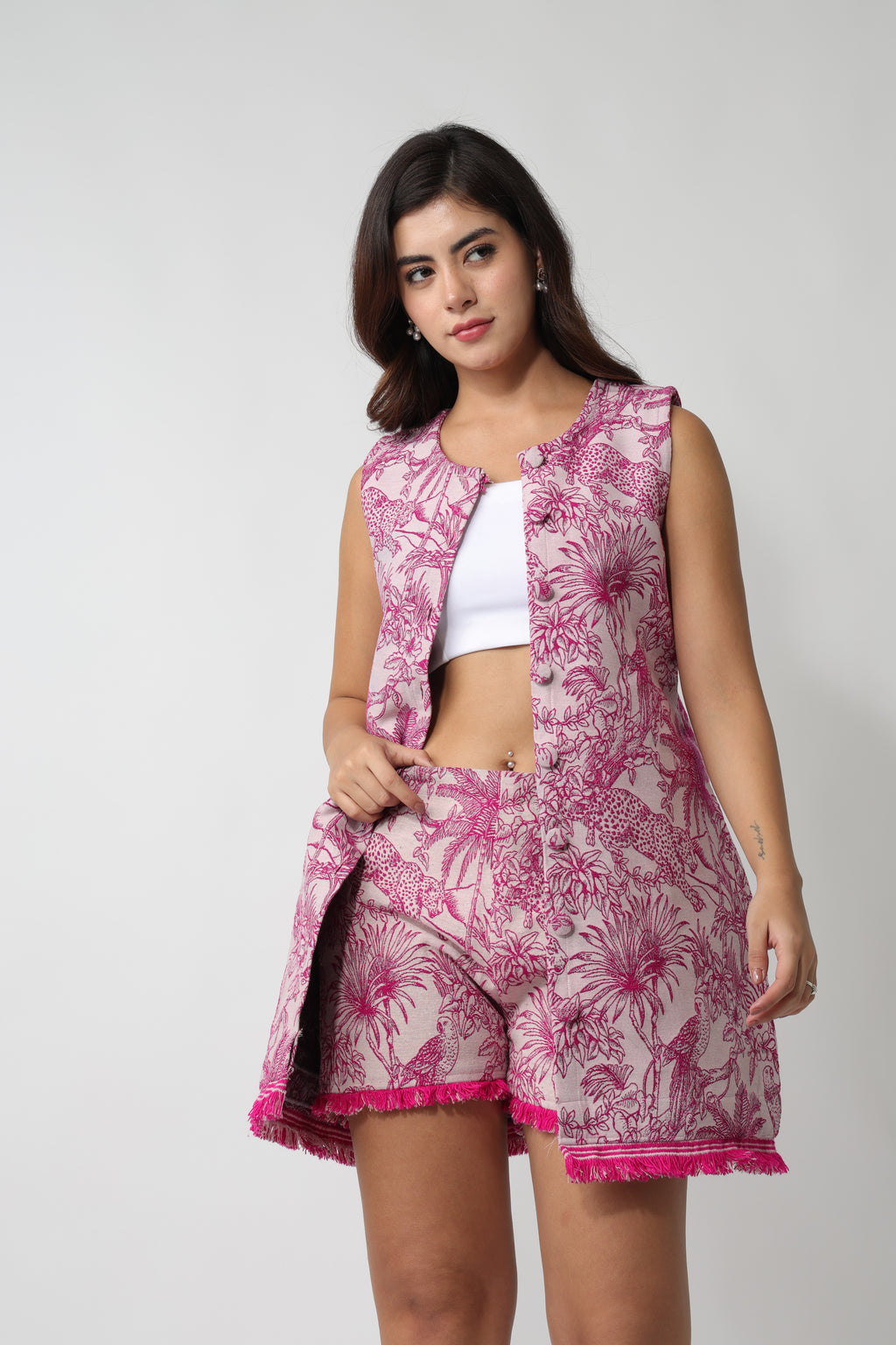 Pink Jungle Jacquard Dress
