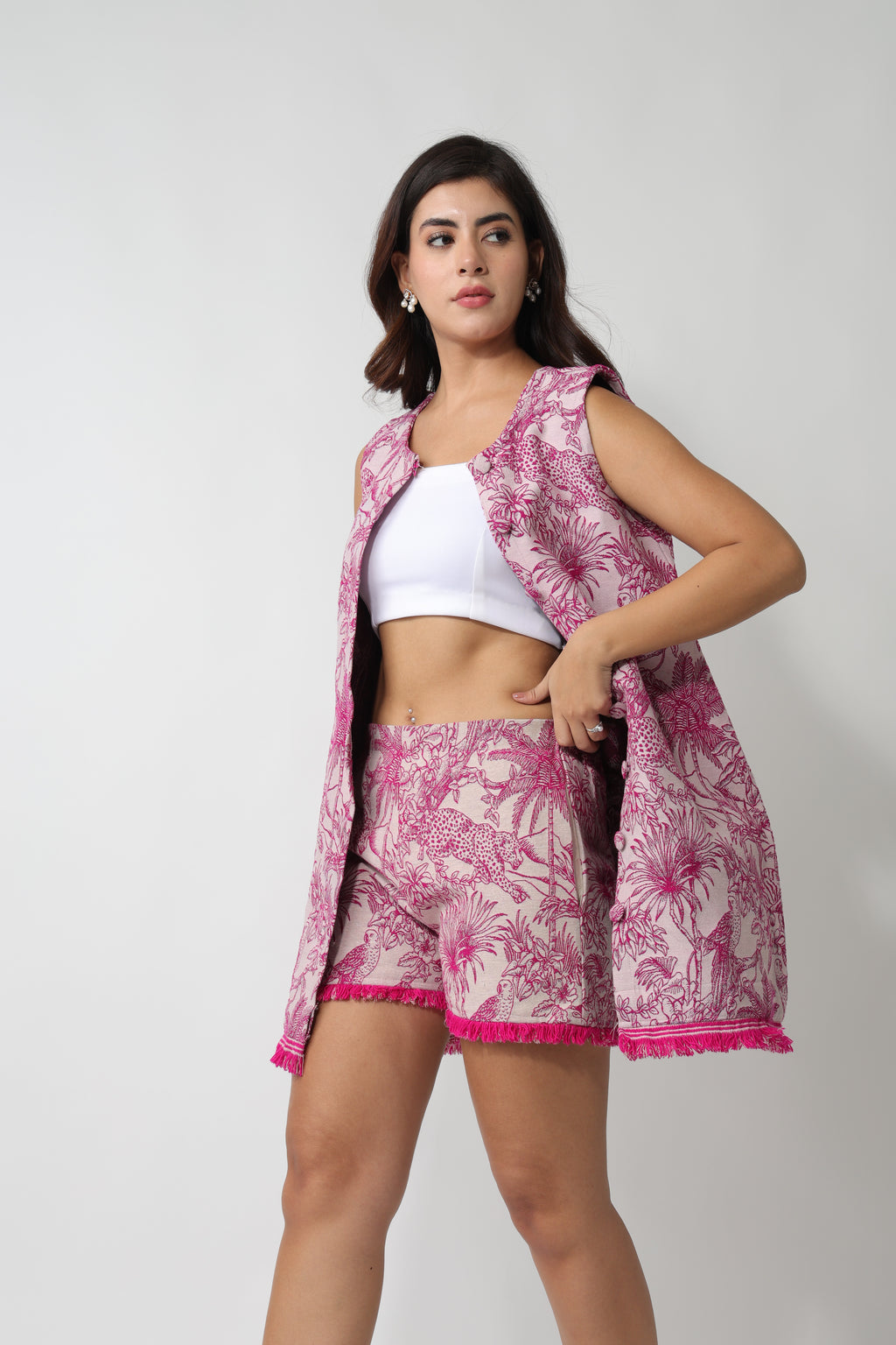 Pink Jungle Jacquard Dress