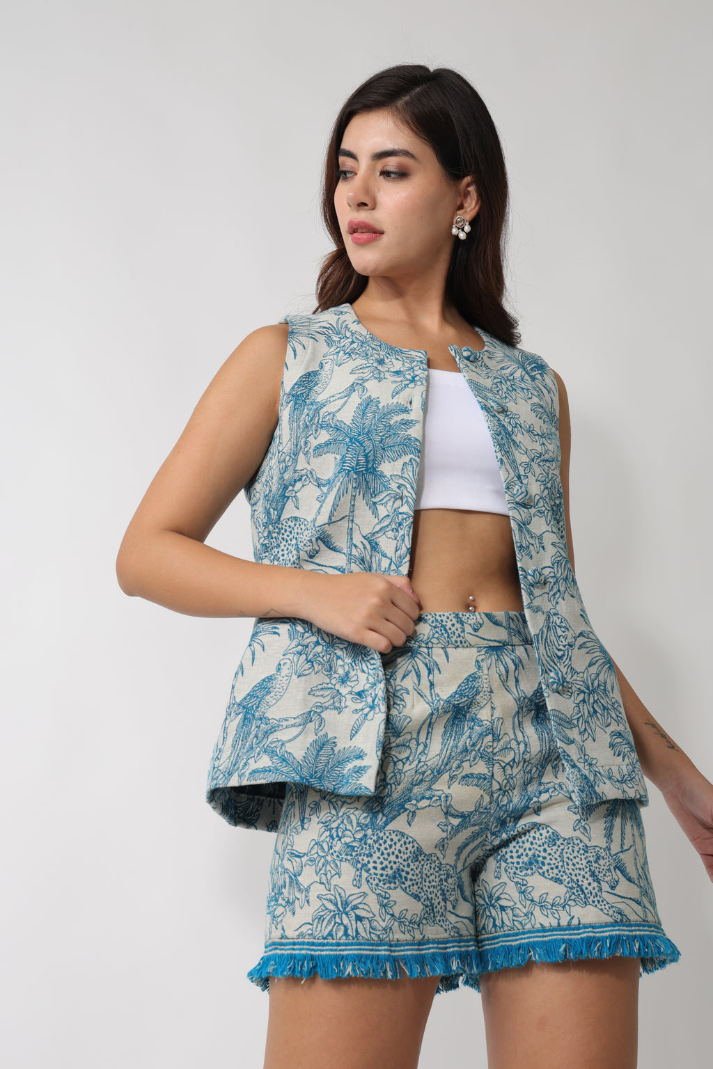 Blue Jungle Jacquard Jacket